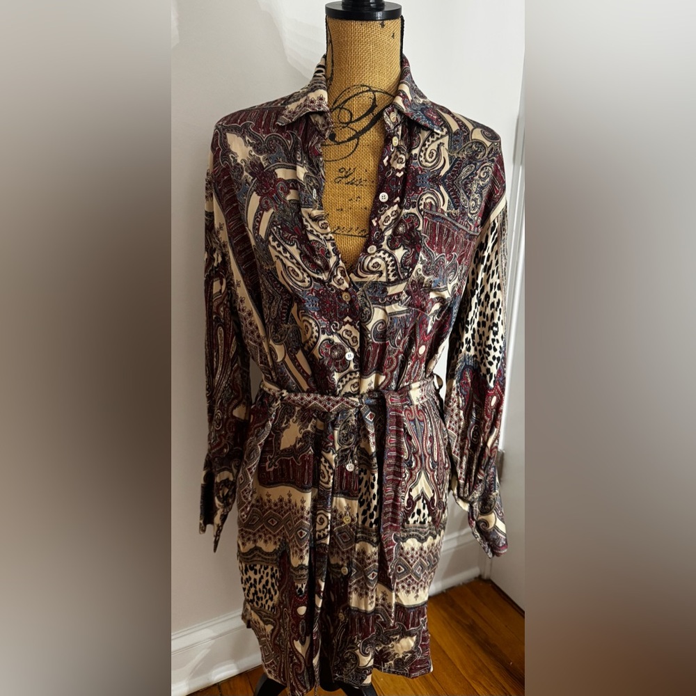 Vintage Long Sleeve Paisley Dress
